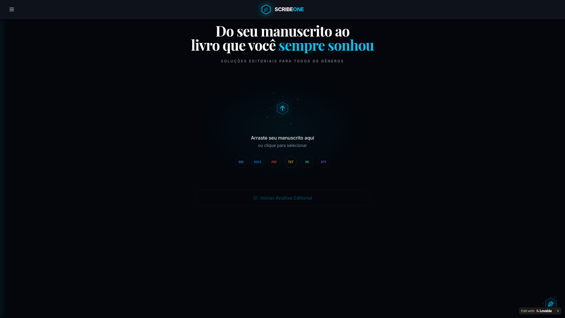Preview do site ScribeOne