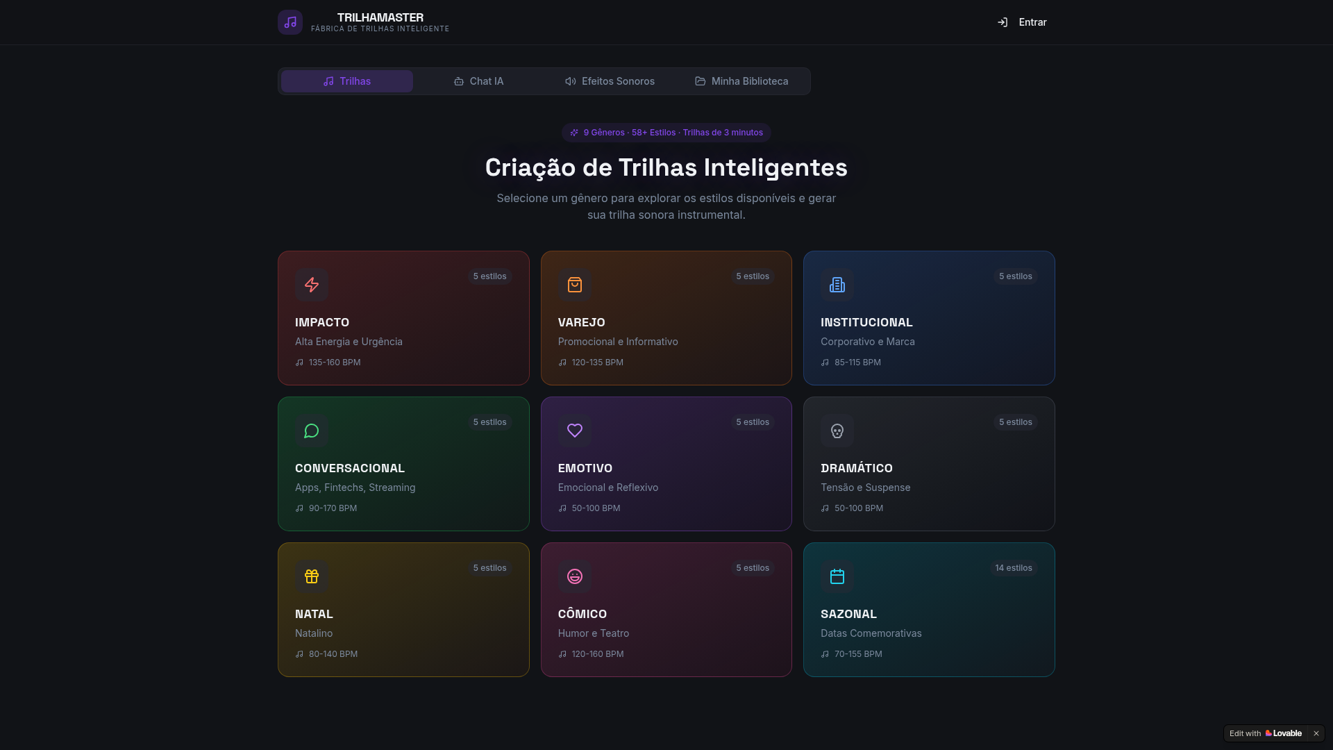 Preview do site TrilhaMaster